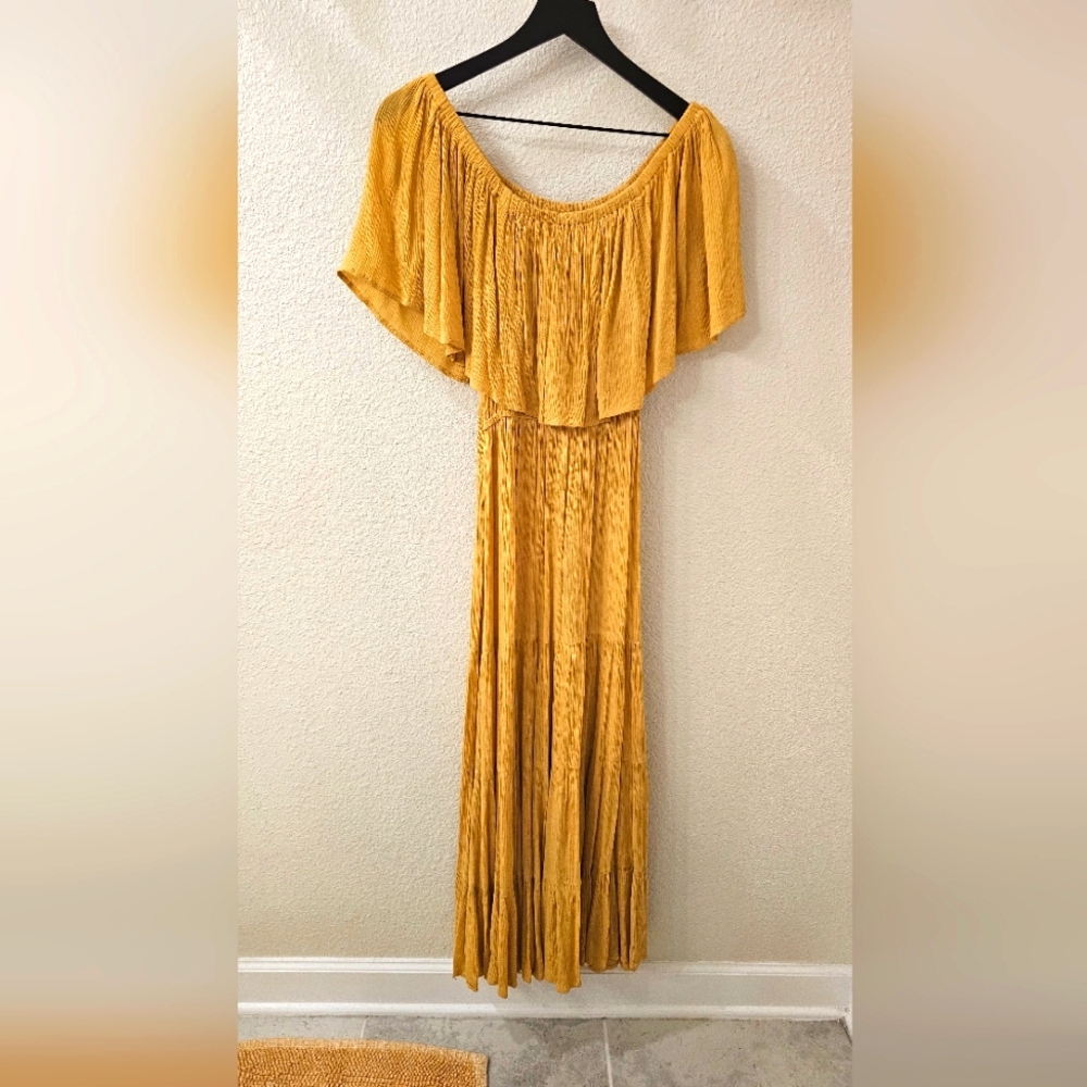 Elan Elegant Yellow Off-Shoulder Dress
